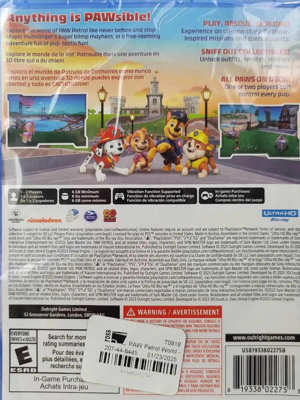 PAW Patrol World (Sony PlayStation 5, PS5) Brand New Factory Sealed Game
